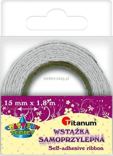 Wstążka Titanum Craft-Fun Series koronka bawełniana samoprzylepna biała 15 mm 1,8 m (D12-1)