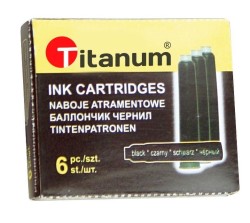 Naboje atramentowe Titanum do piór wiecznych czarne 6 szt.