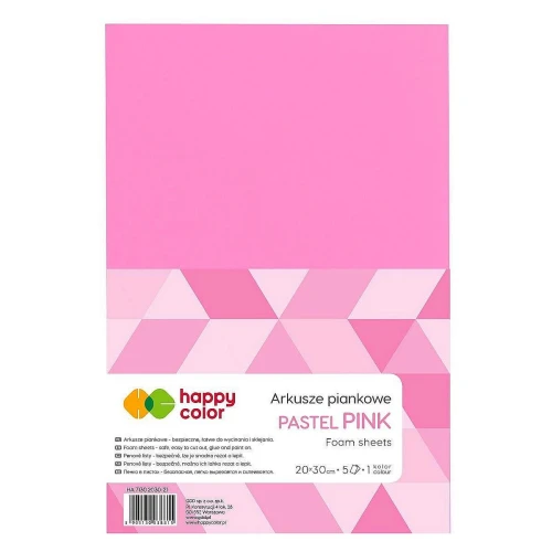 Arkusz piankowy Happy Color kolor: różowy 5 ark. 210 mm x 297 mm (HA 7130 2030-21)