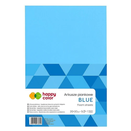 Arkusz piankowy Happy Color kolor: niebieski 5 ark. 210 mm x 297 mm (HA 7130 2030-3)