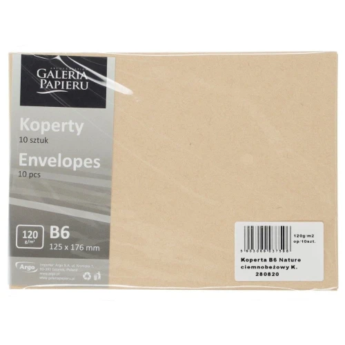 Koperta Galeria Papieru b6 nature ciemnobeżowy k B6 - beżowy 125 mm x 176 mm (280820)