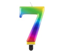 Świeczka urodzinowa Godan cyferka 7, tęczowa 8 cm (PF-SCG7)