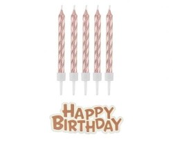 Świeczka urodzinowa Godan Happy Birthday metaliczne różowo-złote 16 sztuk (SF-SUHB)