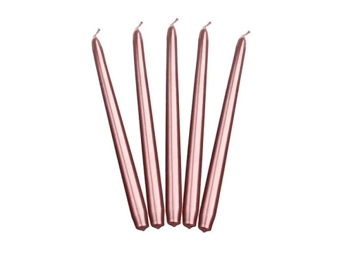 Świeca Partydeco Stożkowa metalizowany 1op/10szt - różowa 240 mm (SKMET-019R)