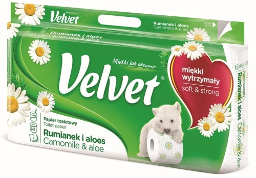 Papier toaletowy Velvet Naturalnie Pielęgnujący Rumianek A8 kolor: biały 8 szt