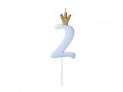 Świeczka urodzinowa Partydeco Cyferka 2, jasny niebieski, 9.5cm (SCU6-2-001J)