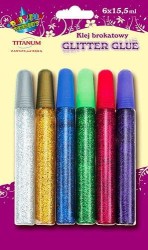Klej w płynie Titanum Craft-Fun Series z brokatem 6 kolorów 15,5ml