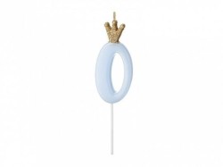 Świeczka urodzinowa Partydeco Cyferka 0, jasny niebieski, 9.5cm (SCU6-0-001J)
