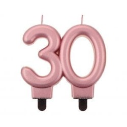 Świeczka urodzinowa Godan nr 30 metalik różowo-złota 8cm (PF-SCRZ30)