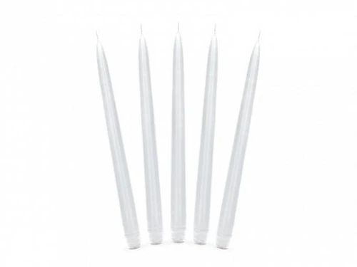 Świeca Partydeco Stożkowa matowy biały 1op/10szt - biały 240mm (SKMET-008)