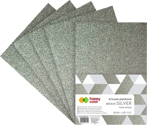 Arkusz piankowy Happy Color kolor: Srebrny 5 ark. 210mm x 297mm (HA 7132 2030-81)