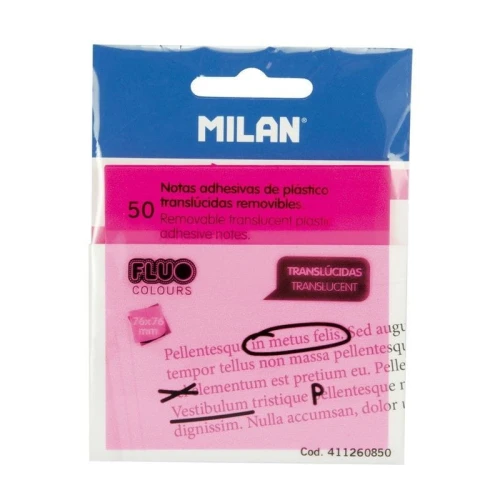 Notes samoprzylepny Milan różowy fluorescencyjny 50k 76mm x 76mm (411260850)