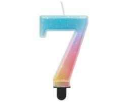 Świeczka urodzinowa Godan cyferka 7, ombre, pastelowa, 8 cm (SF-OPA7)