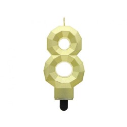 Świeczka urodzinowa Godan cyferka 8 - Diament, metalik złoty, 7.6 cm (PF-SDZ8)