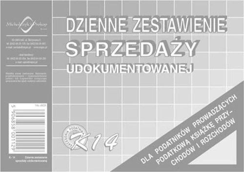 Druk offsetowy Michalczyk i Prokop dzienne zestawienie sprzedaży A6 50k. (K-14)