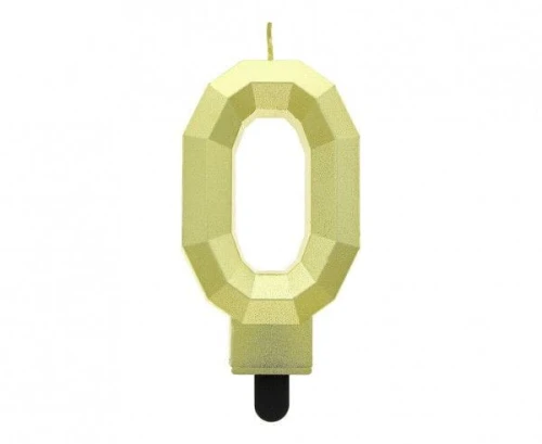 Świeczka urodzinowa Godan cyferka 0 - Diament, metalik złoty, 7.6 cm (PF-SDZ0)