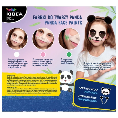 Farba do malowania twarzy Derform kidea Zestaw z opaska panda (FDTZPAKA)