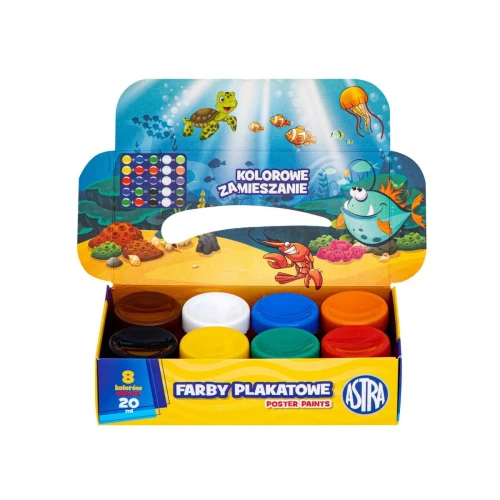 Farby plakatowe Astra kolor: mix 20ml 8 kolor. (301123041)