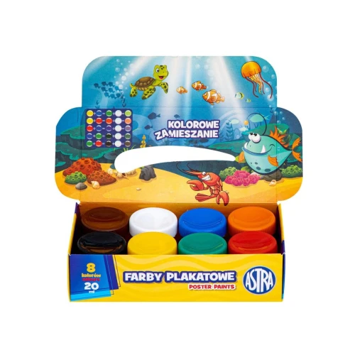 Farby plakatowe Astra kolor: mix 20ml 8 kolor. (301123041)