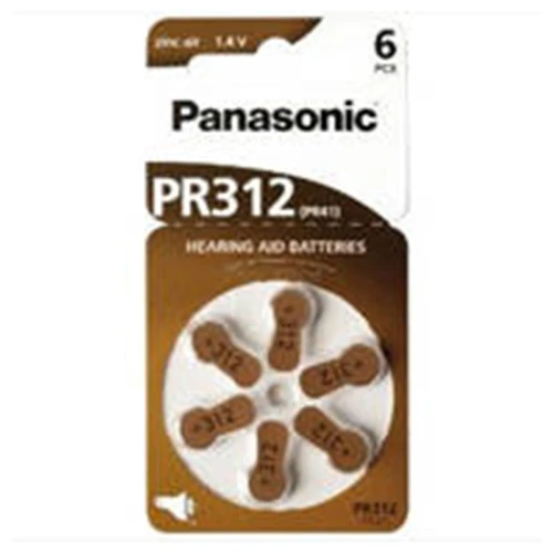 Baterie Panasonic cynkowo-powietrzne do aparatów słuchowych  PR312/6BP | 6szt.