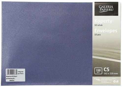 Koperta Galeria Papieru pearl granatowy k C5 - granatowy (280655) 10 sztuk