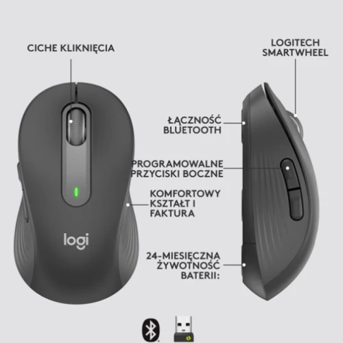 Logitech M650 mysz optyczna Signature | bezprzewodowa | USB | Grafit