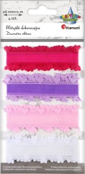 Wstążka Titanum Craft-Fun Series falbanka z sercami 4 kolory 26mm mix 1m (BR231745)