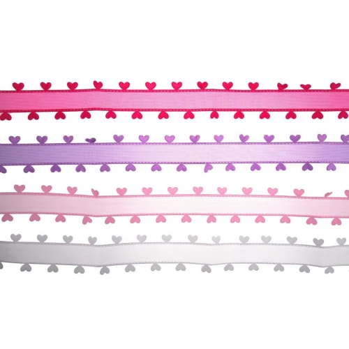 Wstążka Titanum Craft-Fun Series falbanka z sercami 4 kolory 26mm mix 1m (BR231745)