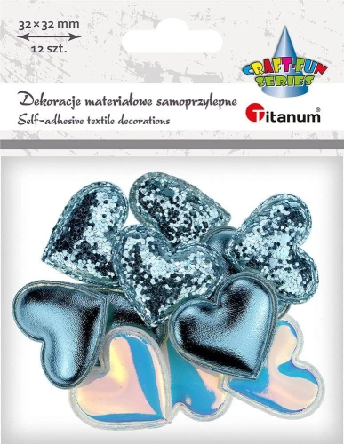 Ozdoba materiałowa Titanum Craft-Fun Series serca samoprzylepne (2324050-light blue)