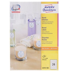 Etykieta samoprzylepna okrągła L3415-100 Avery Zweckform okrągła 40mm 2400 etykiet A4 biała [mm:] 210x297 Zweckform