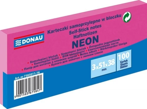 Notes samoprzylepny Donau Neon różowy 300k [mm:] 51x38 (7585011-16)