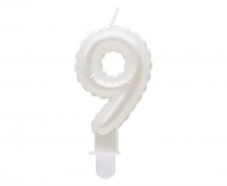 Świeczka urodzinowa cyferka 9, perłowa biała, 7 cm Godan (SF-PBI9)