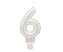 Świeczka urodzinowa cyferka 6, perłowa biała, 7 cm Godan (SF-PBI6)