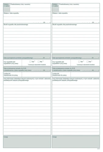 Druk offsetowy rejestr wypadków A4 20k. Michalczyk i Prokop (875-1)