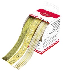 Wstążka Titanum Craft-Fun Series Boże Narodzenie 3 wzory 15x2 [mm x m] biało-złoty (A-28(4#))