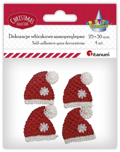 Ozdoba materiałowa Titanum Craft-Fun Series czapeczki 4szt (DIY-CH-MA-048)