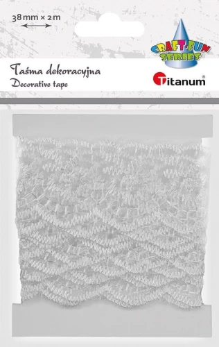 Wstążka Titanum Craft-Fun Series Koronka 38x2 [mm x m] biała (24BR0201-77(W))