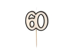 Świeczka urodzinowa Partydeco liczba 60, 5,5cm, biało-czarny (SCU16-60)