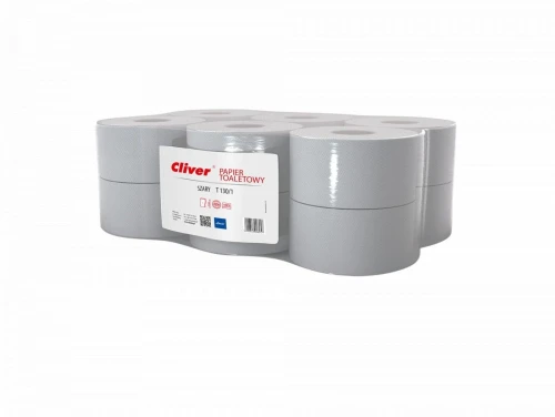 Papier toaletowy przemysłowy Cliver 1 warstwowy jumbo kolor: szary śr. 180mm (6231)
