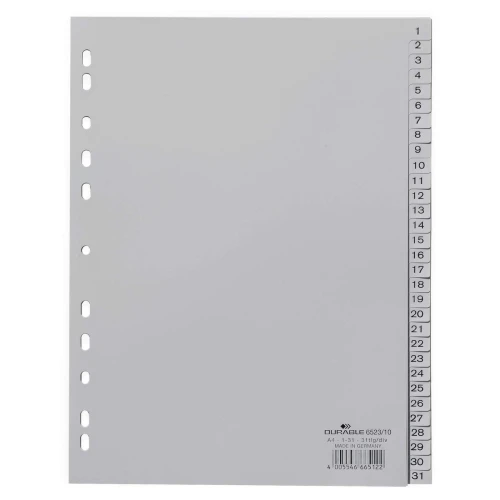 Przekładka numeryczna Durable A4 szara (652310)