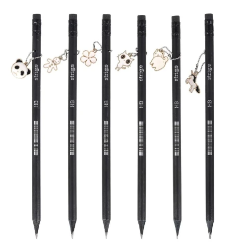 Ołówek Strigo z czarnego drewna z gumką HB (SSC385)