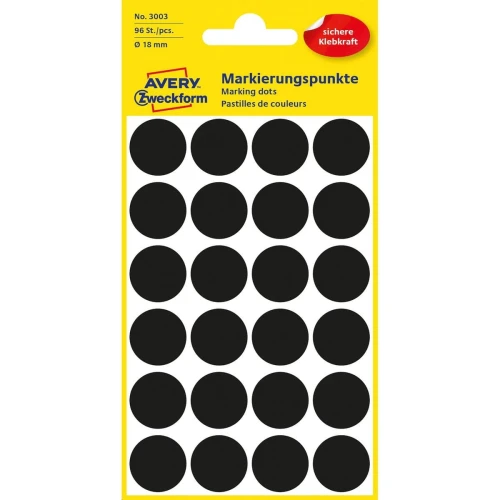 Etykieta do oznaczania Zweckform kropki  śr.18mm CZARNY (3003)