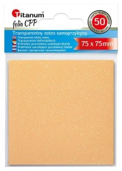 Notes samoprzylepny Titanum transparentne, z polipropylenu 75x75 pomarańczowy 50k [mm:] 75x75
