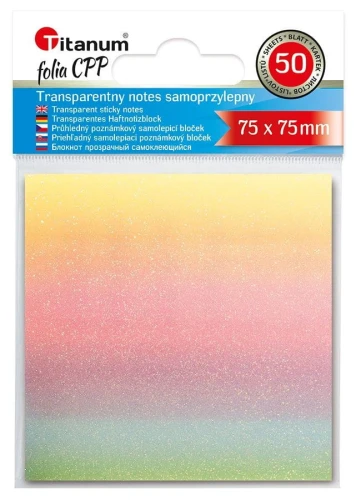 Notes samoprzylepny Titanum transparentne, z polipropylenu 75x75 mix 50k [mm:] 75x75