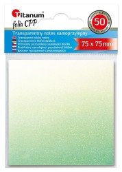 Notes samoprzylepny Titanum transparentne, z polipropylenu 75x75 biało- zielony 50k [mm:] 75x75