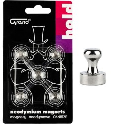 Magnes Grand neodymowy z uchwytem Srebrny śr. 12mm (130-1965) 5 sztuk