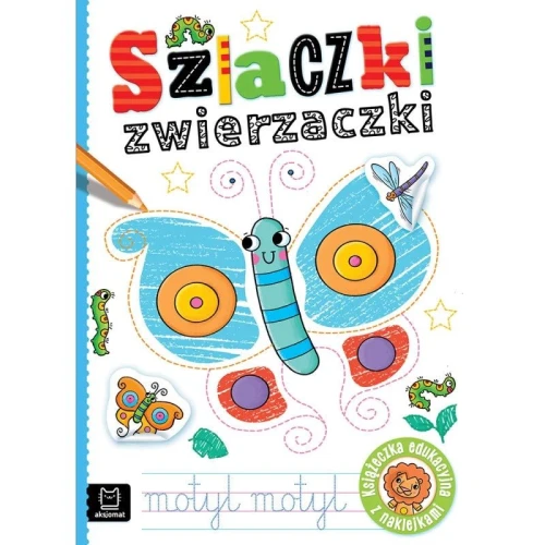 Książka dla dzieci Aksjomat Szlaczki zwierzaczki. Edukacyjna książeczka z naklejkami