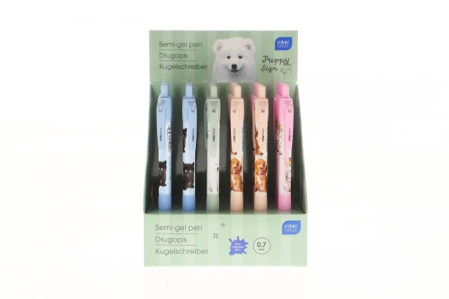 Długopis żelowy Interdruk PUPPY SIGN zgripem niebieski 0,7mm (żelowy)