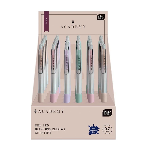 Długopis żelowy Interdruk PASTEL ACADEMY automatyczny SILKY z gripem niebieski 0,7mm (żelowy)