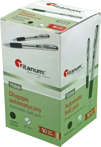 Długopis olejowy Titanum automatyczny czarny 0,7mm (BPGBLACK ECONOMY)
